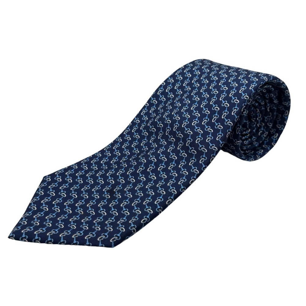 Brooks Brothers Silk Tie, Navy Bit Pattern, Made in USA